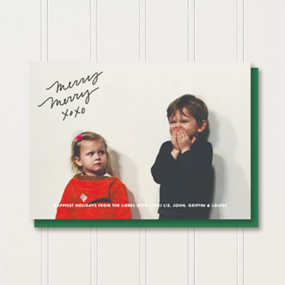 Custom Photo Greeting Card reading Merry Merry XOXO