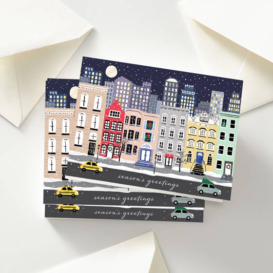 Snowy City Folded Custom Greeting Card designed by Paper Source