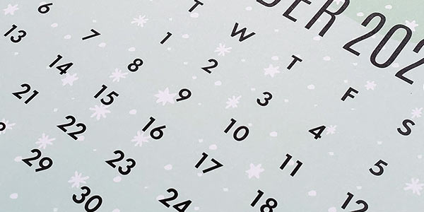 calendars grid with numbers only on artwork background