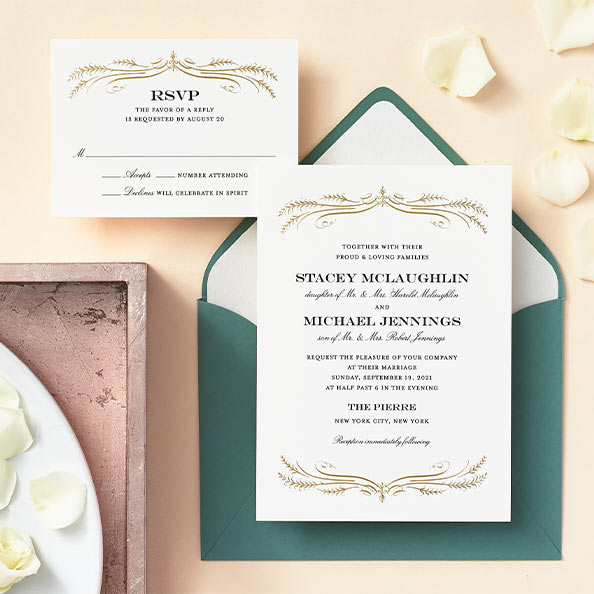 classic filigree wedding invitation