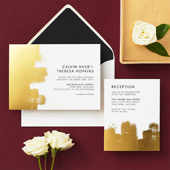 lavish paintbrush wedding invitation
