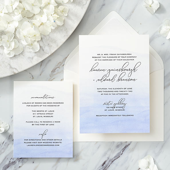 romantic watercolor wedding invitation